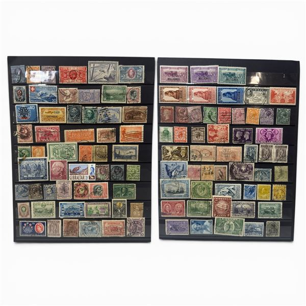 105 Stamps from Canada, Great Britian, USA, Australia, Etc. - Used - Estimated Catalogue Value $380
