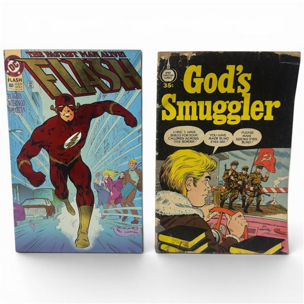 1972 "God's Smuggler" 35¢ Spire Christian Comic and 1993 Flash DC Comic