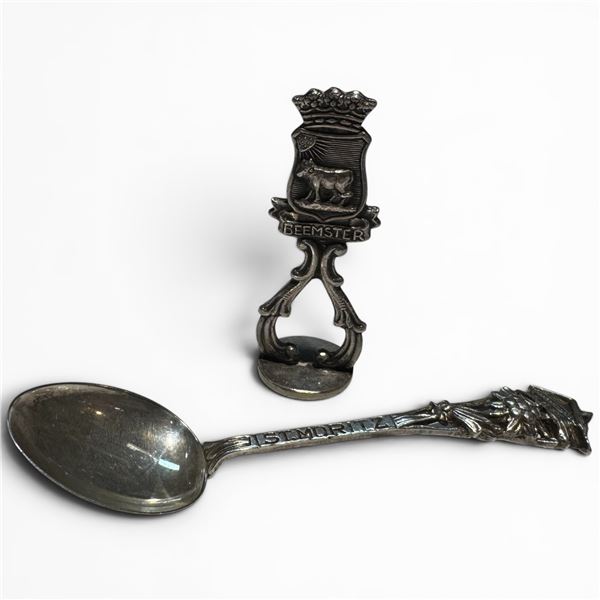.800 Silver Dutch Pipe Tamper & .800 Silver St. Mortiz Souvenir Spoon - Total weight: 20.5 grams
