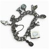 Image 2 : Sterling Silver Charm Bracelet - Total Weight: 33.6 grams