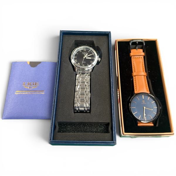 2 New in Box Watches - Lige Day/Date Watch and Lavaredo with Brown Strap