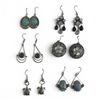 Image 1 : 6 Pairs of Natural Gemstone & Crystal Earrings in Silver Settings (Turquoise, Mother of Pearl,  Lapi
