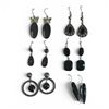 Image 1 : 6 Pairs of Natural Gemstone & Crystal Earrings in Silver Settings (Black Onyx - some with crystal or