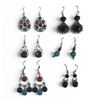 Image 1 : 6 Pairs of Natural Gemstone & Crystal Earrings in Silver Settings (Purple Charoite, Black Onyx, Chal