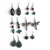 Image 1 : 6 Pairs of Natural Gemstone & Crystal Earrings in Silver Settings (Opal, Green Agate, White Buffalo