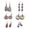 Image 1 : 6 Pairs of Natural Gemstone & Crystal Earrings in Gold-tone Settings (Opal, Amethyst, Pink Crystal,