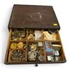 Image 2 : Vintage Watchmakers 16 Drawer Countertop Parts Cabinet and Contents - Cogs. Springs, watch faces and