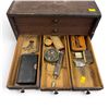 Image 4 : Vintage Watchmakers 16 Drawer Countertop Parts Cabinet and Contents - Cogs. Springs, watch faces and