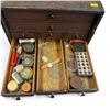 Image 5 : Vintage Watchmakers 16 Drawer Countertop Parts Cabinet and Contents - Cogs. Springs, watch faces and