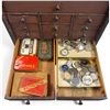 Image 7 : Vintage Watchmakers 16 Drawer Countertop Parts Cabinet and Contents - Cogs. Springs, watch faces and