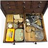 Image 8 : Vintage Watchmakers 16 Drawer Countertop Parts Cabinet and Contents - Cogs. Springs, watch faces and