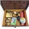 Image 9 : Vintage Watchmakers 16 Drawer Countertop Parts Cabinet and Contents - Cogs. Springs, watch faces and