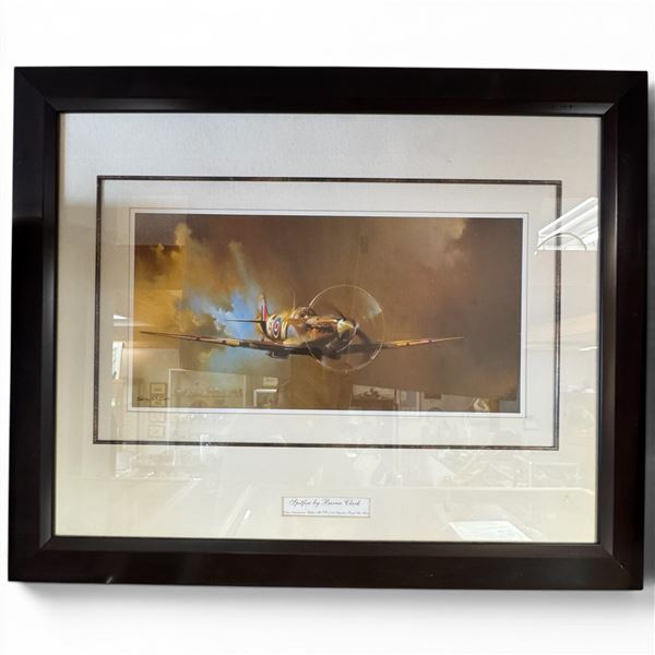 Well Framed "Spitfire" Print by Barrie A.F. Clark - Double Matted in a 33" x 27" frame