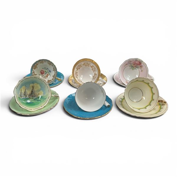 6 Vintage English China Teacups - Aynsley, Paragon and Tuscany
