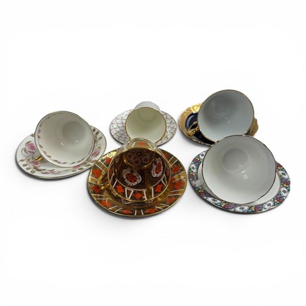5 Vintage China Teacups - England, France & USSR