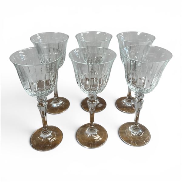 6 Mikasa "Interlude" Crystal Wine Goblets - 8" tall