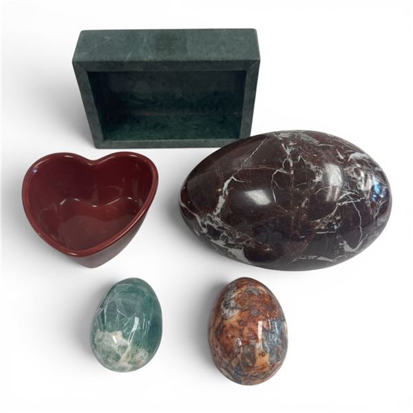 3 Polished Marble Eggs - Largest Egg Weighs 2.2 KG and Measures 7" long x 4" diameter