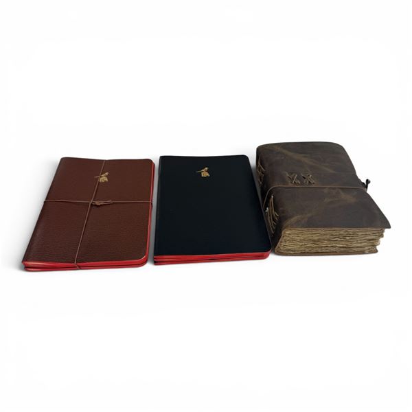 New - Leather Wrapped Journal with Unlined Unbleached Pages & 6 Bieffe Italy Lined journals