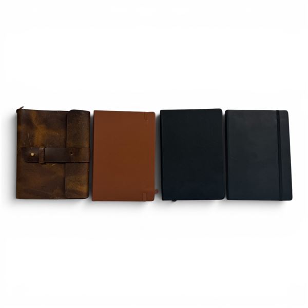 4 Faux Leather Bound Journals (Average size is 5.5" x 8.5")