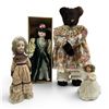 Image 2 : Group of Bear & Dolls - 28" Tall Bear with Wood Body, 16" Porcelain Doll in Original Box  & 2 Other