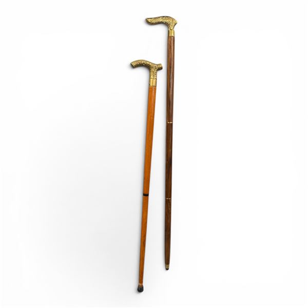 2 Brass Handled Wood Canes