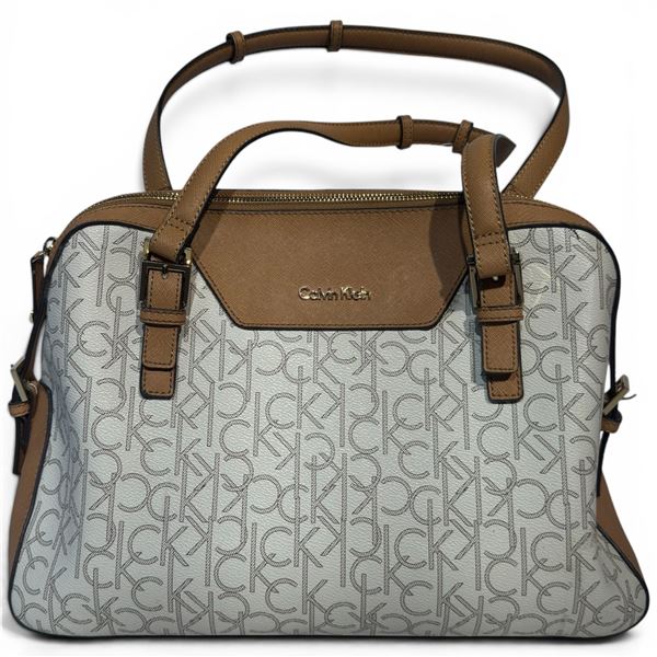 Calvin Klein All Over Monogram Becky Satchel - Vegan Leather - Preowned