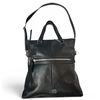 Image 1 : Large Black Leather Shoulder Bag with Fossil Logo - Preowned