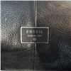 Image 2 : Large Black Leather Shoulder Bag with Fossil Logo - Preowned