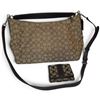 Image 1 : 2-Tone Brown Coach Logo Canvas Purse and Wallet - Preowned