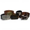 Image 1 : Group of 5 Leather Belts with Buckles - Variety of Designs and Sizes