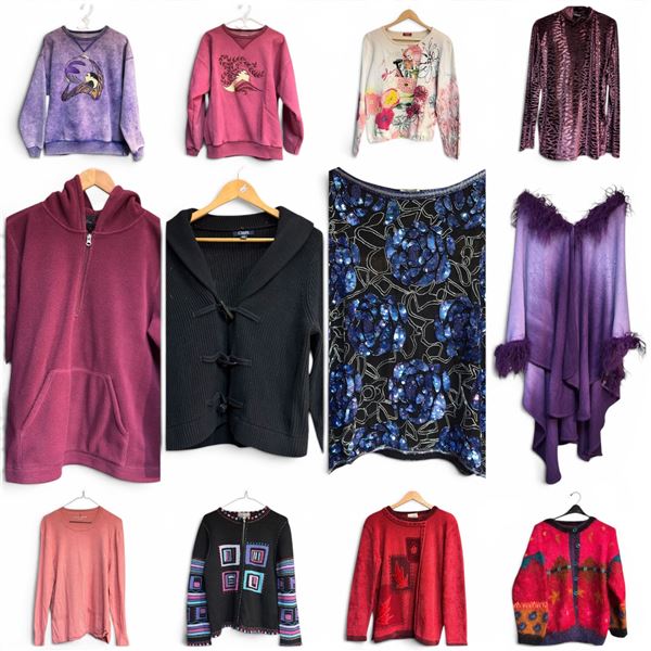 Group of 12 Ladies Sweat Shirts, Tops and Sweaters - Preowned
