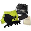 Image 1 : New Ricardo Wallet & Lime/Black Pompom Hem Scarf Plus a Preowned Black Leather Purse