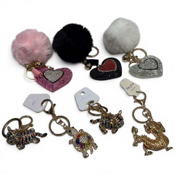 7 New Glittery Keychains / Backpack Charms