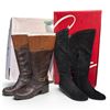Image 1 : 2 Pairs of Ladies Tall Boots with Boxes (Size 6M) - Black Lazer Cut & Brown Wide Calf
