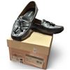 Image 1 : Ladies Black Leather Prada Loafers with Box - Model: Calzatura Donna - Size 37.5 - Preowned