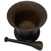 Image 2 : Heavy Antique Large Cast Iron Mortar & Pestle Set Circa 1900 ' Tall W 7" Diameter