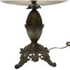 Image 2 : Victorian/Edwardian Ornate Cast Metal Table Lamp with Shade, Circa Early 20th Century 19.5" Tall