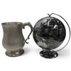 Image 1 : Pewter Mug and 7" Tall Black and Silver Colour World Globe