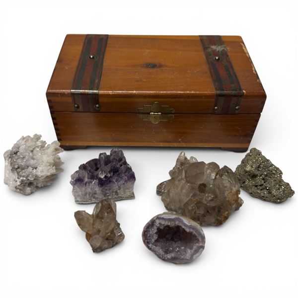 Box of Magic Mystery Crystals, and Minerals: Quartz Clusters, Amethyst, Pyrite, and More