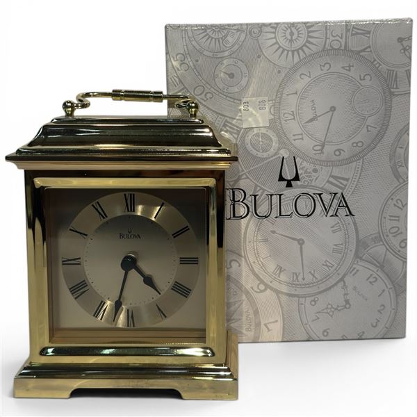 Bulova B7470 Brass Mantel Clock Quartz Movement New in Box.