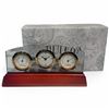 Image 1 : New Bulova B2835 Mantle Clock Thermometer Hygrometer Wood Base Glass Mounting Brass Accents