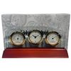 Image 2 : New Bulova B2835 Mantle Clock Thermometer Hygrometer Wood Base Glass Mounting Brass Accents