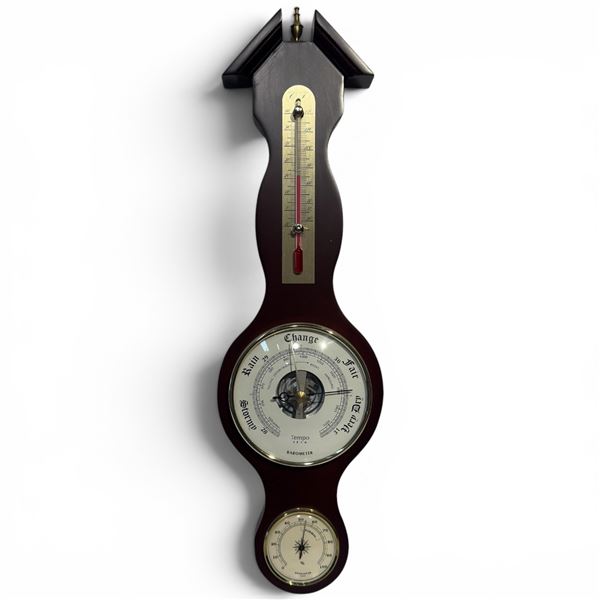 Mahogany Widdop Style Tempo Tech Wall Weather Station Barometer Hygrometer & Thermometer