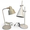 Image 1 : Two Modern Desk Lamps White & Cream Adjustable Arms One with Built-in Phone Charger