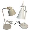 Image 2 : Two Modern Desk Lamps White & Cream Adjustable Arms One with Built-in Phone Charger