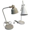 Image 4 : Two Modern Desk Lamps White & Cream Adjustable Arms One with Built-in Phone Charger