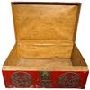 Image 3 : Vintage Red Cabin Chinese Trunk Painted Wood with Metal Hardware