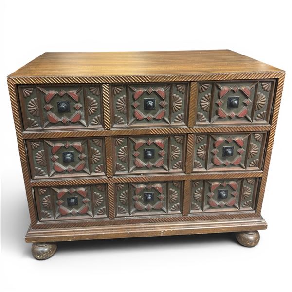 Carved Wood Chest of Drawers with 3 Drawers Includes Greeting Cards Collection