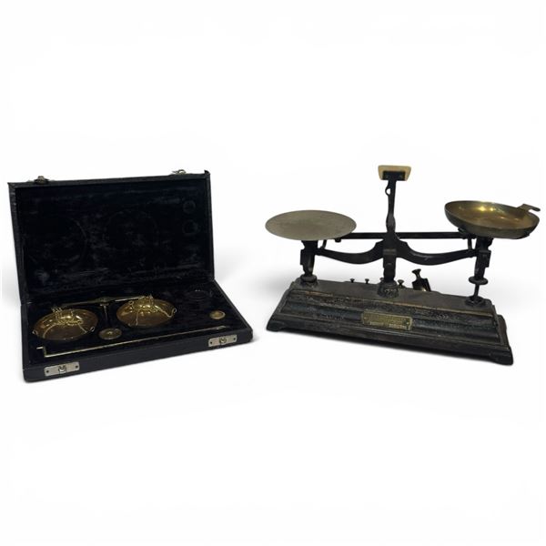 Early 1900s Henry Troemner Apothecary Scale & Vintage Jewelry Balance Scale