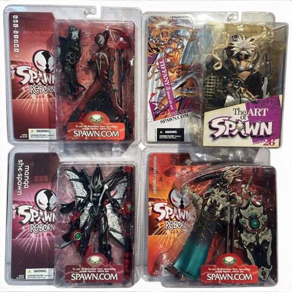 3x Spawn Reborn & 1x the Art of Spawn Figures Manga She-Spawn, Mandarin Spawn, She-Spawn 2 & Tiffany